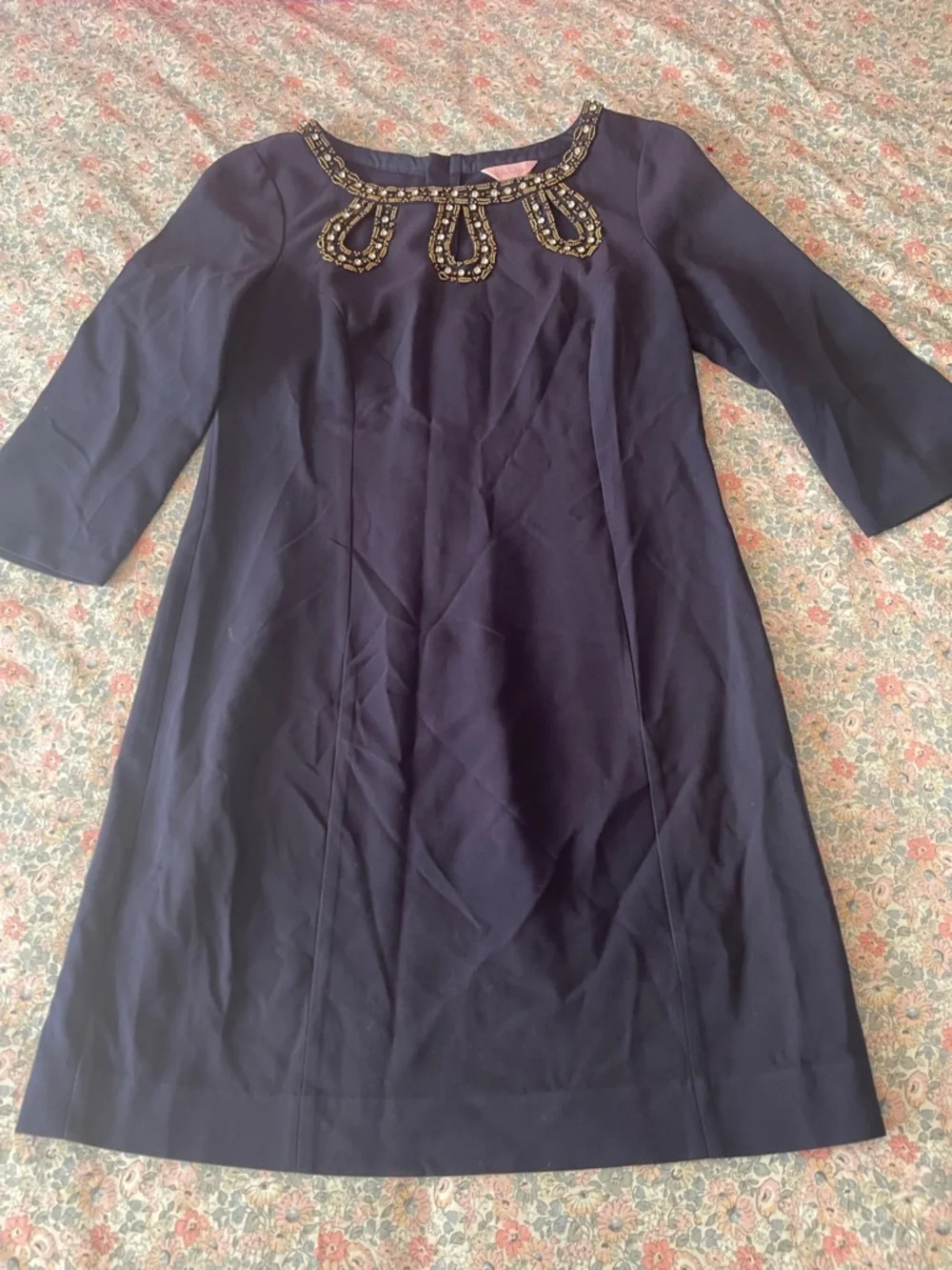 Lilly Pulitzer Navy Embellished Long-Sleeve Sheath Dress - Picture 2 of 6